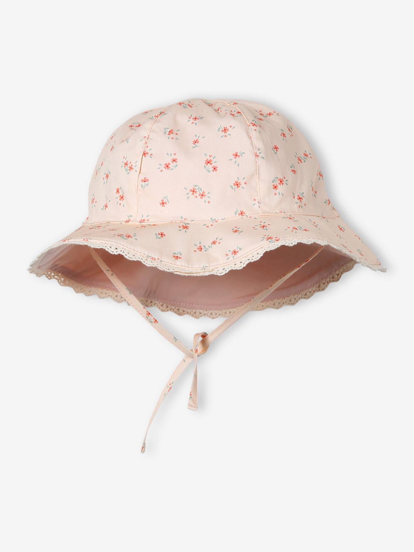 Mädchen Baby Sonnenhut mit kleinen Blumen hell