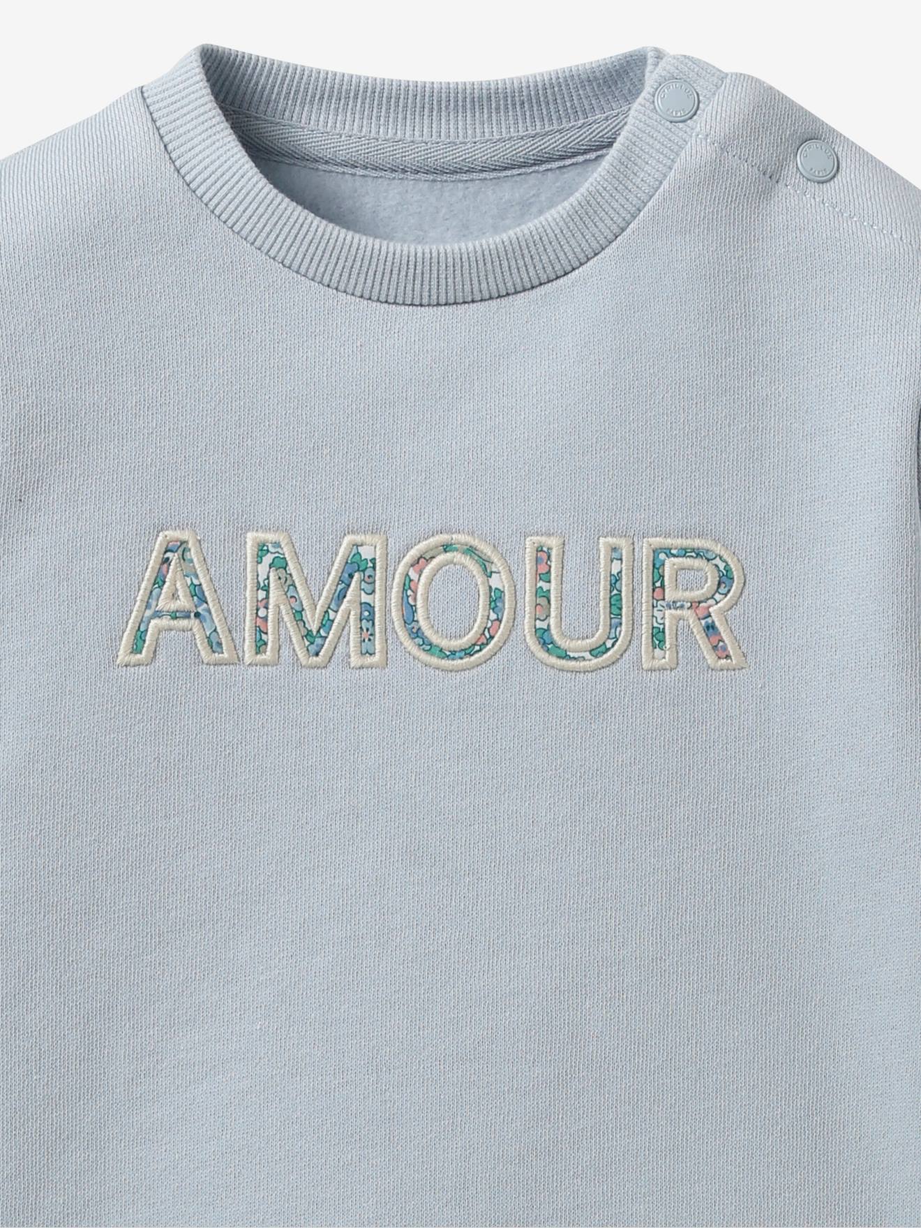 Thumbnail - Baby Sweatshirt mit Liberty-Schriftzug CYRILLUS aus Bio-Baumwolle helles