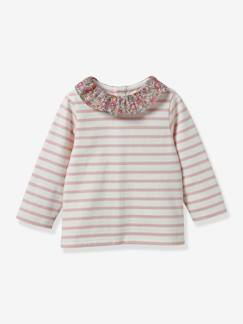 Gestreiftes Baby Shirt mit Liberty-Kragen CYRILLUS, Bio-Baumwolle  [numero-image]