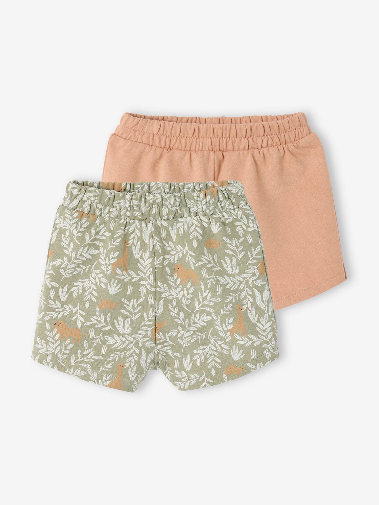 2er-Pack Baby Shorts aus leichter Sweatware tonfarben