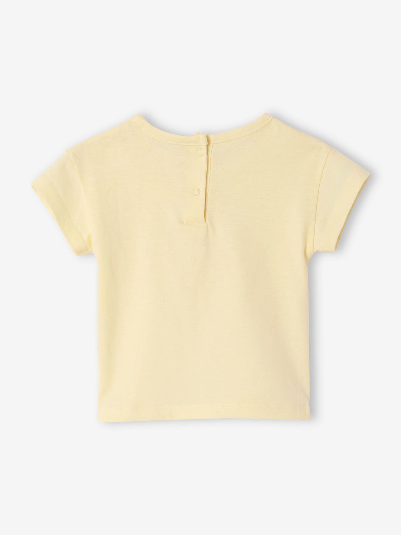 Thumbnail - Bio-Kollektion: Bedrucktes Baby T-Shirt mit Druckknöpfen hinten pastell