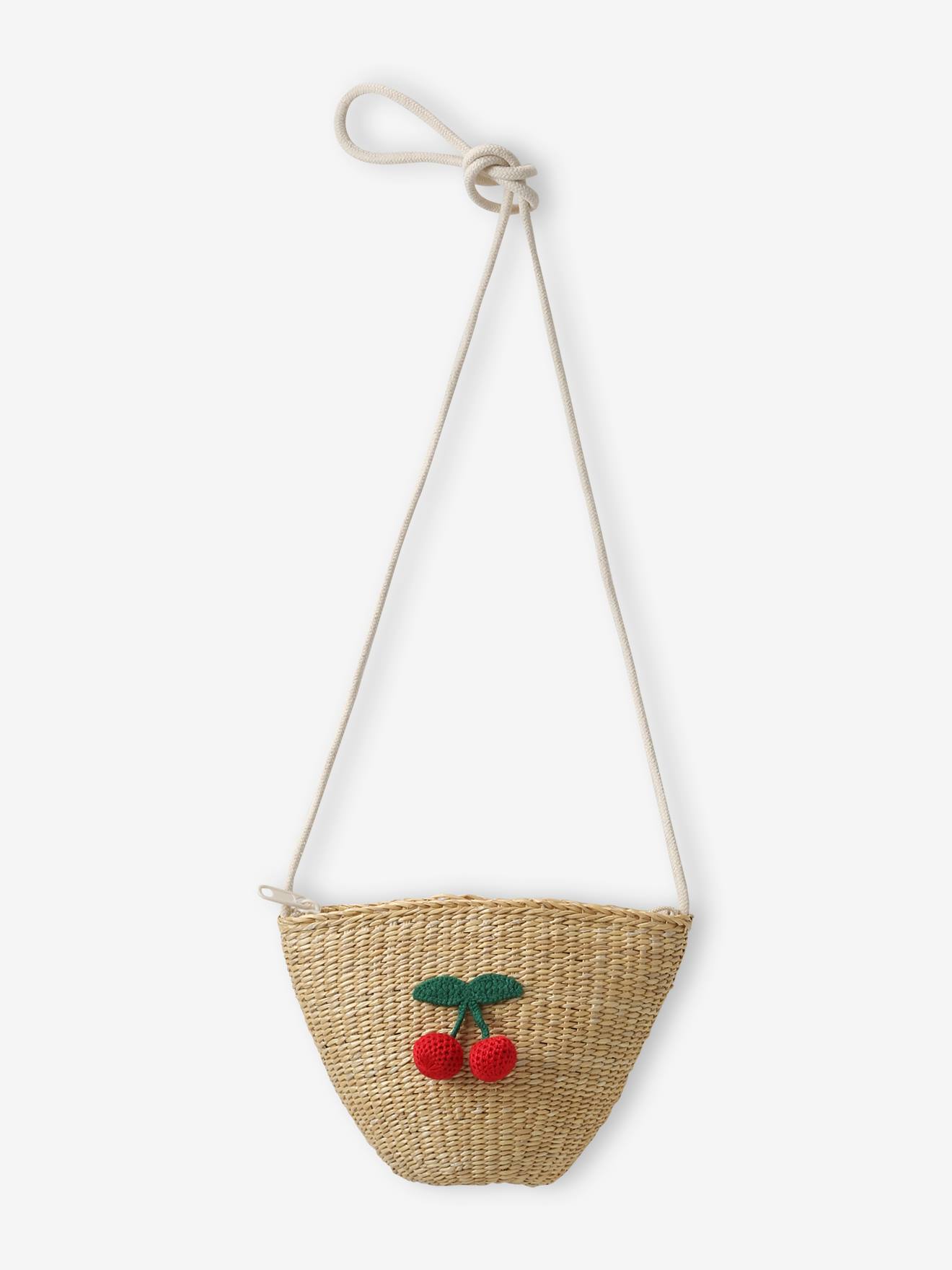 Thumbnail - Geflochtene Mädchen Umhängetasche mit Häkel-Kirsche