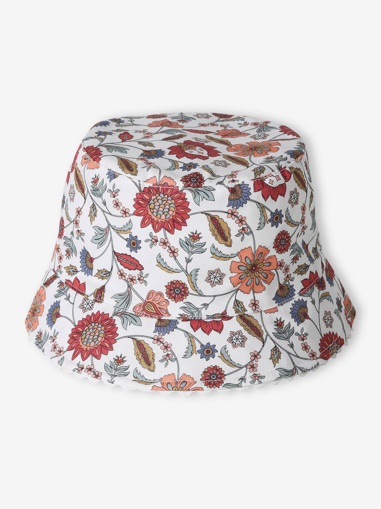 Vertbaudet Mädchen Sonnenhut Mit Blumenprints Wollweiß 104/116