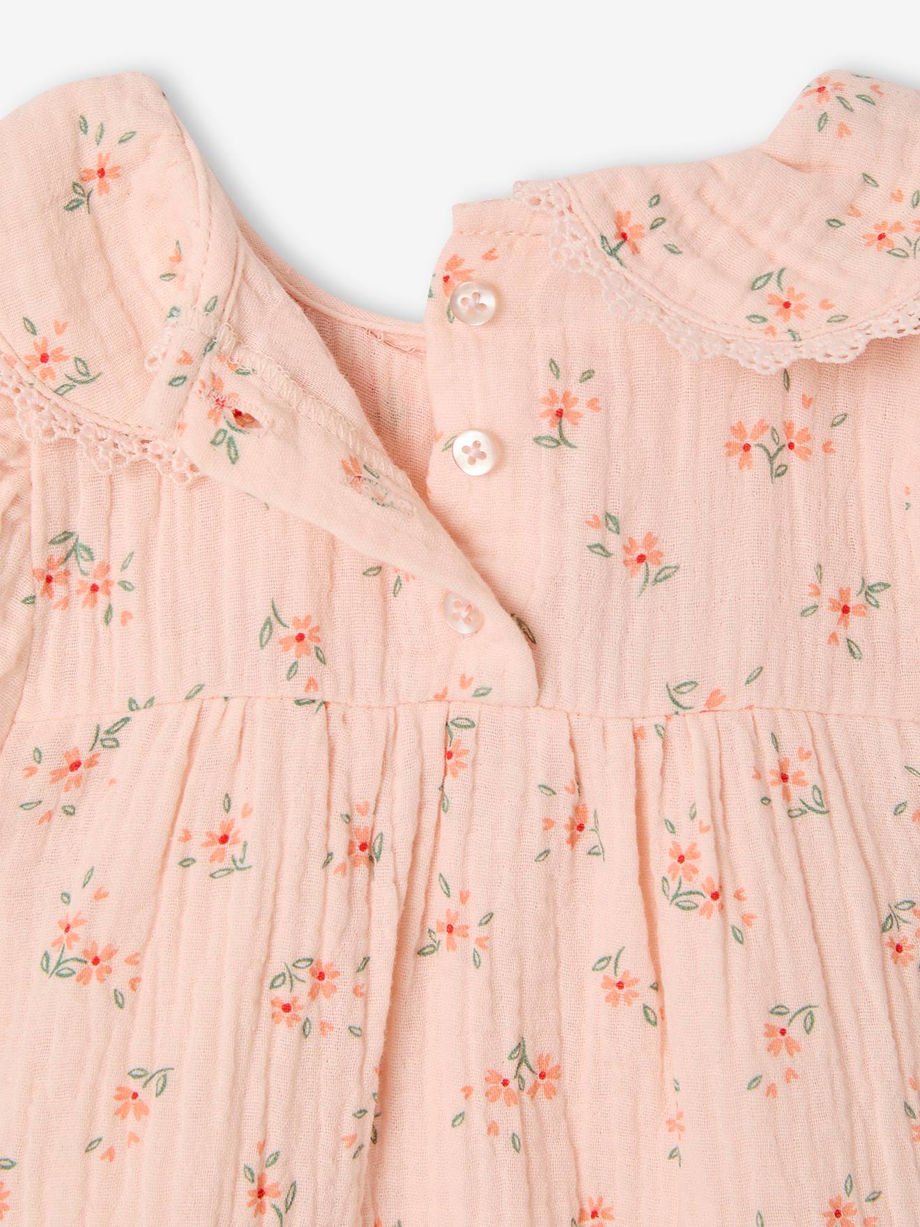 Thumbnail - Mädchen Baby Kleid mit Bubikragen hell