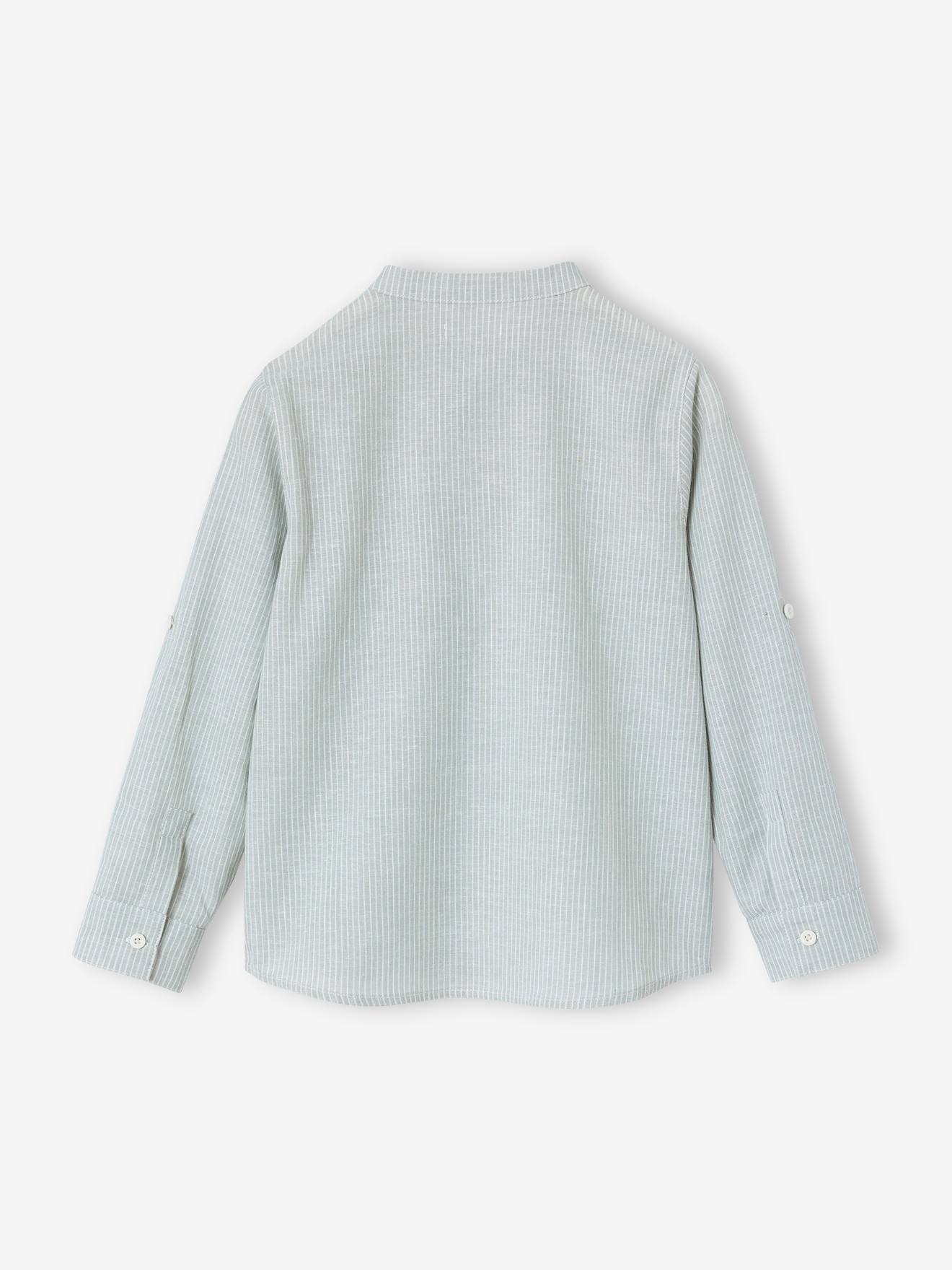 Thumbnail - Jungen Hemd aus Leinenmix mit Stehkragen