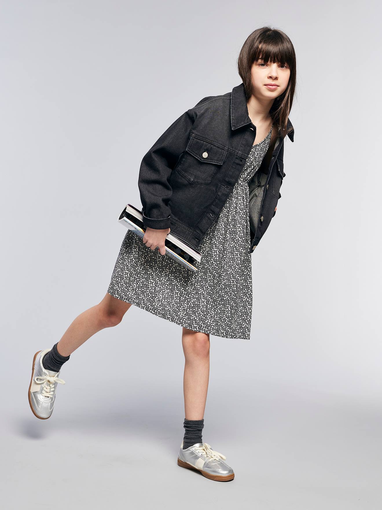 Mädchen Oversized-Jeansjacke JONEN grauer denim Gr. 128