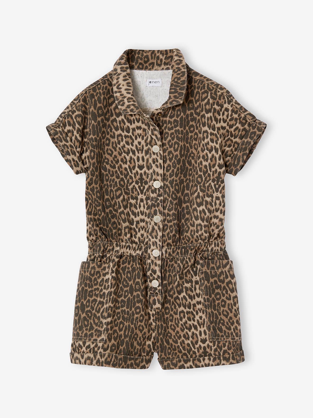 Thumbnail - Kurzer Mädchen Jumpsuit mit Leoprint JONEN
