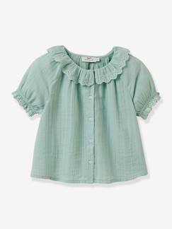 Maedchenkleidung-Mädchen Musselinbluse mit Lochstickerei CYRILLUS