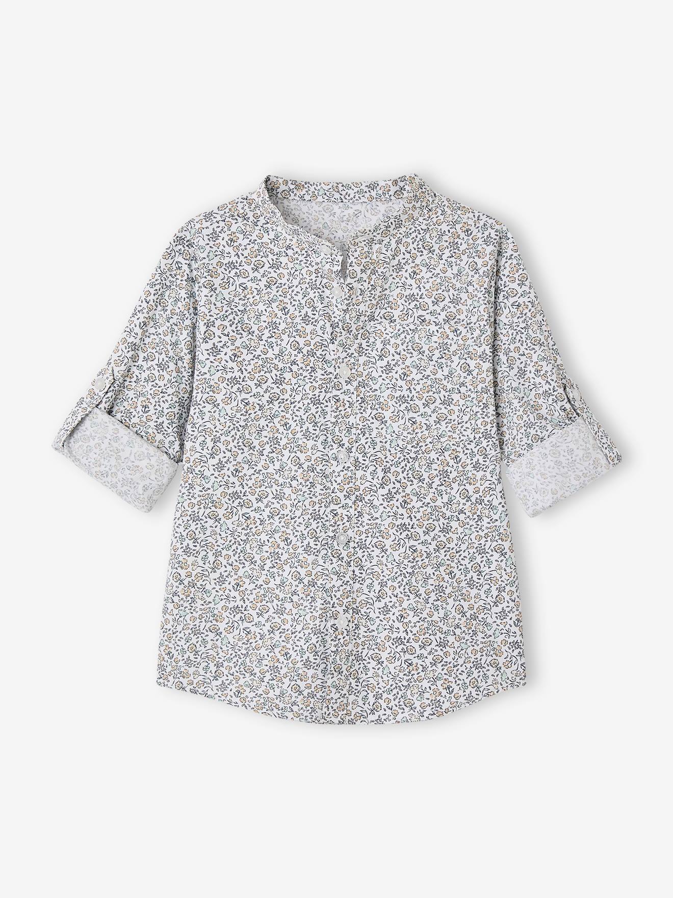 Thumbnail - Jungen Hemd mit Stehkragen und Blumenmuster