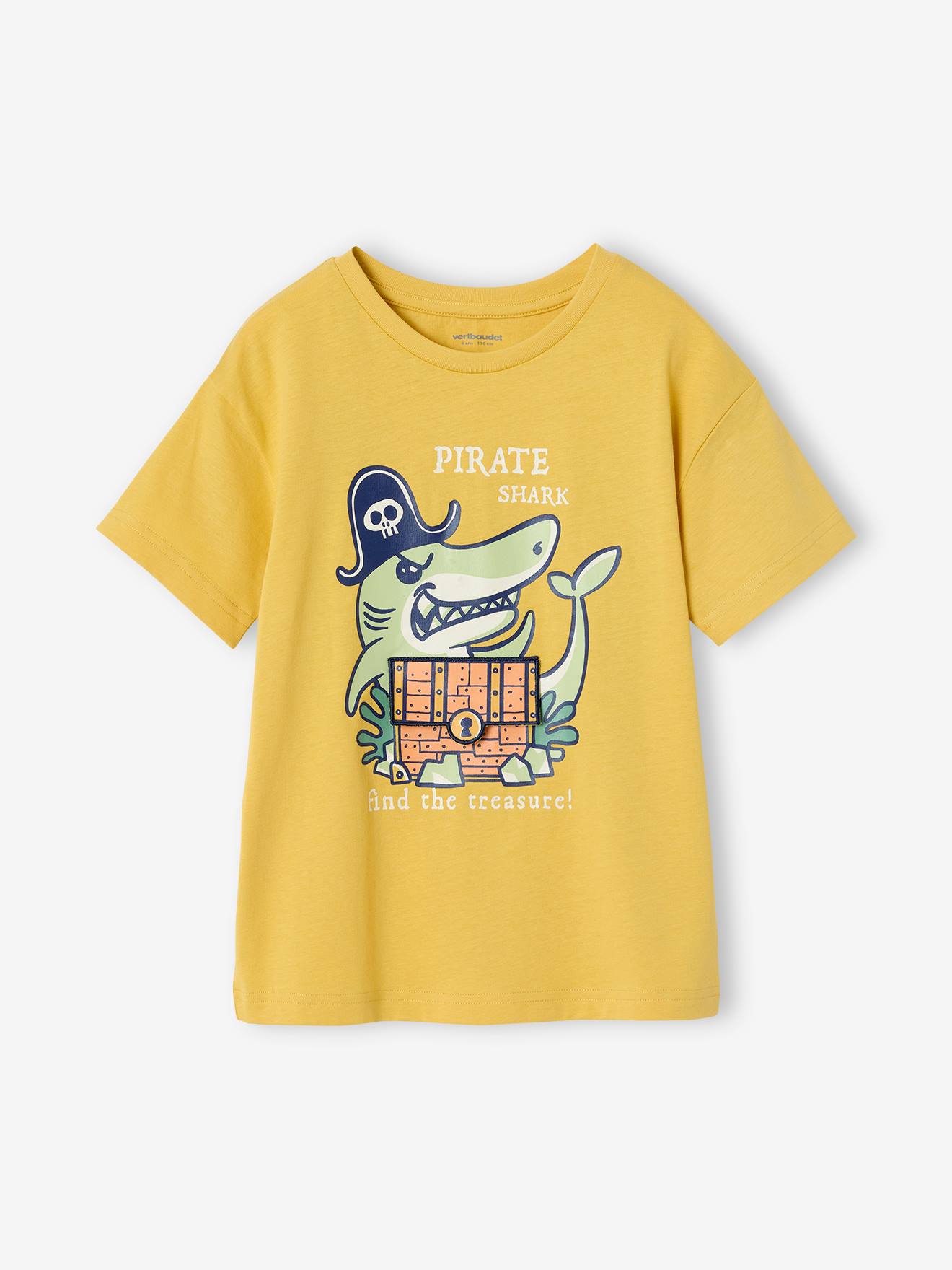 Thumbnail - Jungen T-Shirt mit witzigem Print und Recycling-Baumwolle ocker