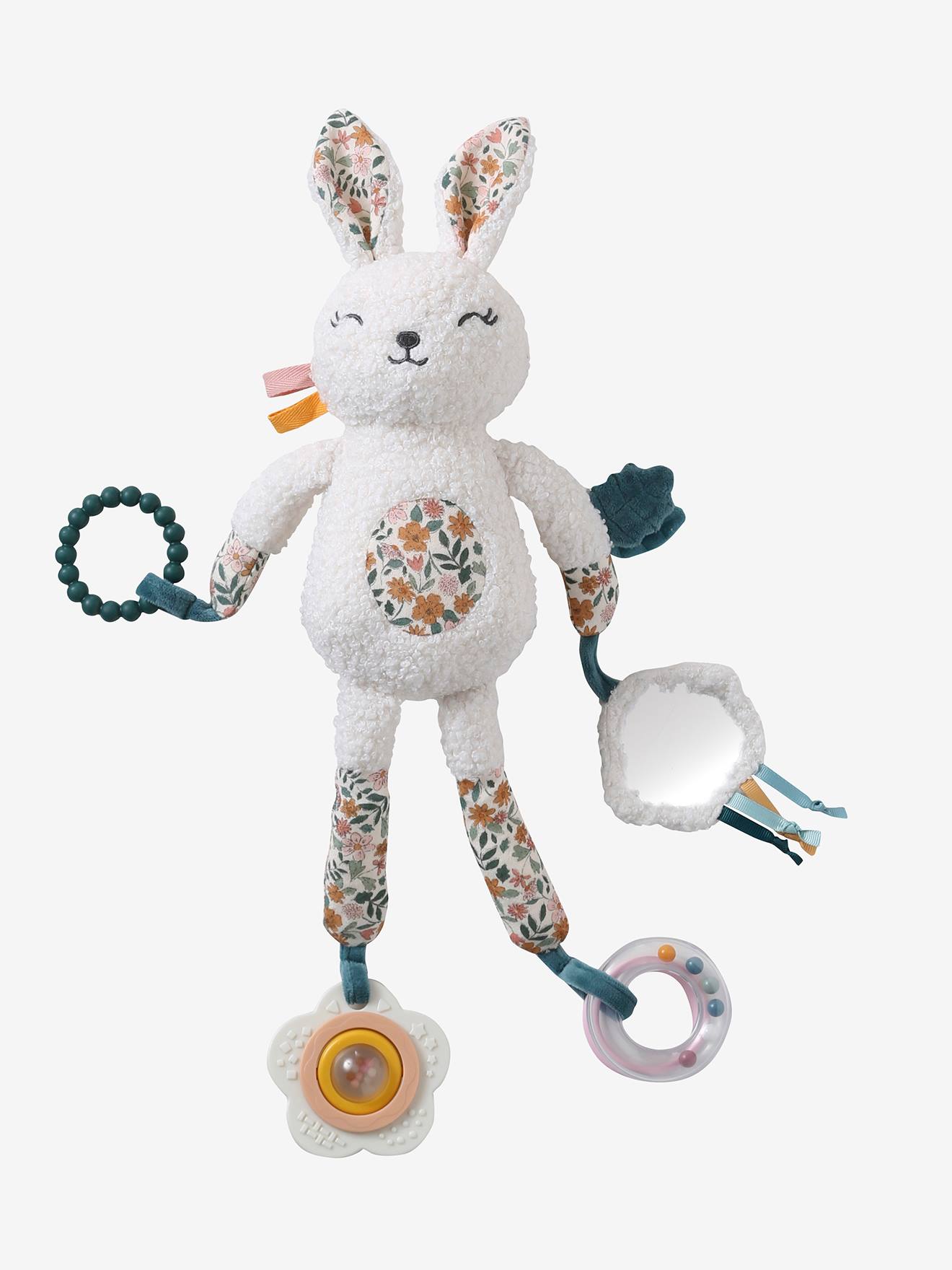 Vertbaudet Weiche Baby Activity-Hase Retro Flower Gelb Einheitsgröße