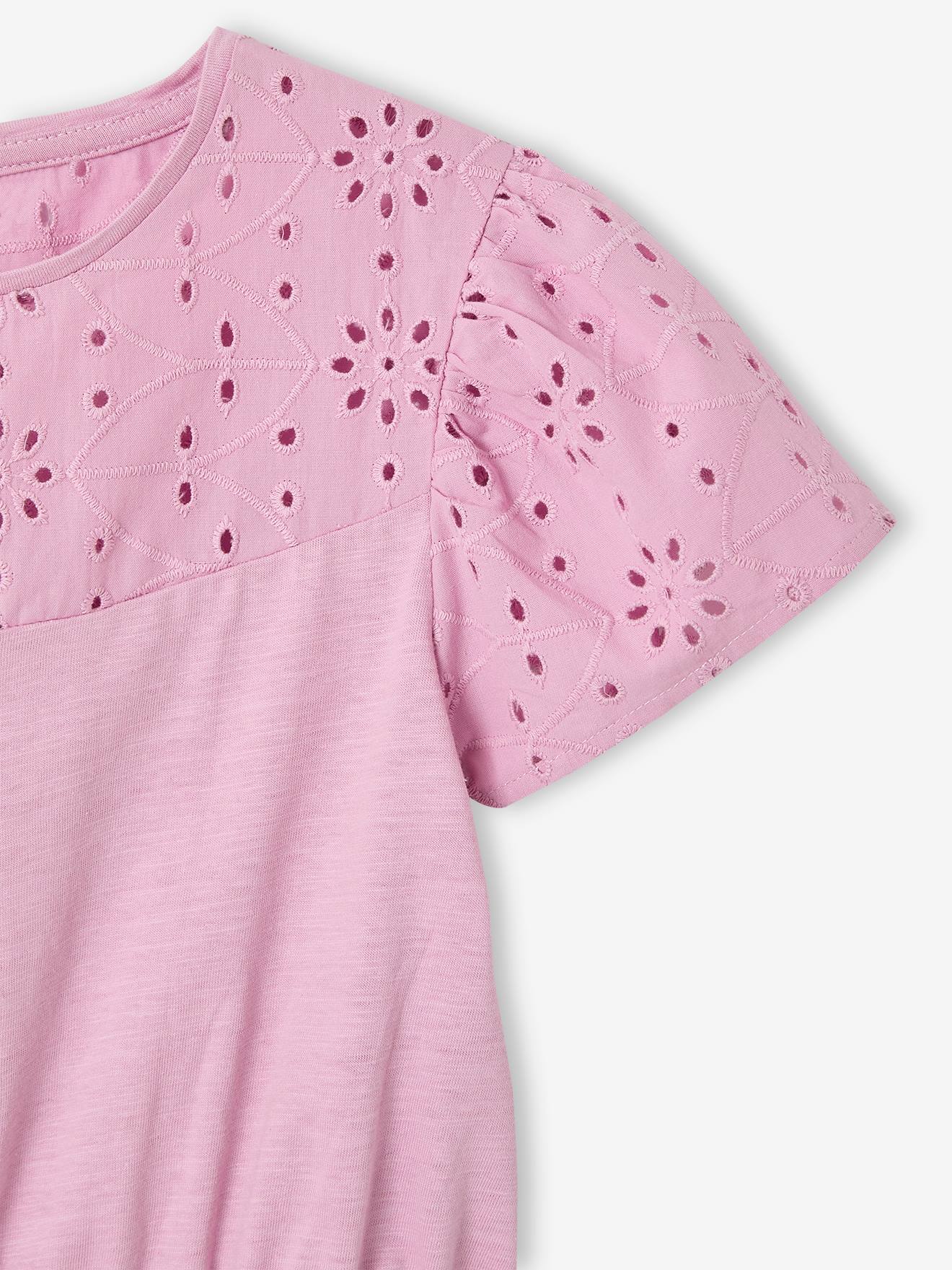 Thumbnail - Mädchen Kleid mit Lochstickerei lila