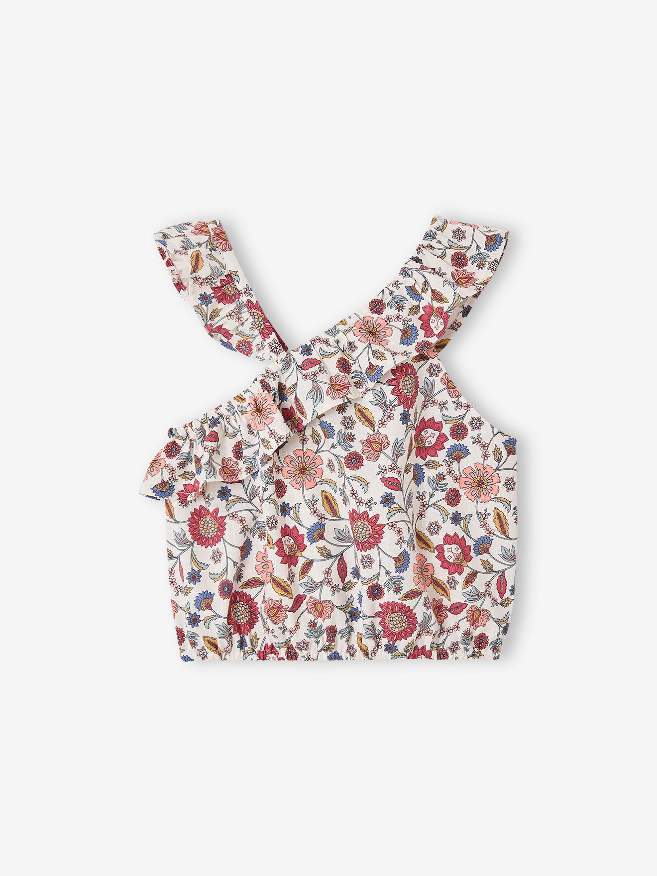 Thumbnail - Asymmetrische Mädchen Volantbluse mit Blumenprint