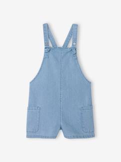 Maedchenkleidung-Mädchen Latzshorts aus Light-Denim