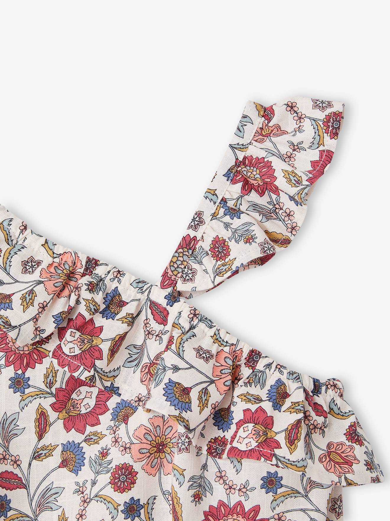 Thumbnail - Asymmetrische Mädchen Volantbluse mit Blumenprint