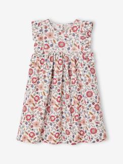 Maedchenkleidung-Kleider-Geblümtes Mädchen Kleid mit Volants und Makramee