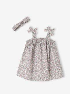 Babymode-Mädchen Baby-Set: Kleid & Haarband mit Blumenprint