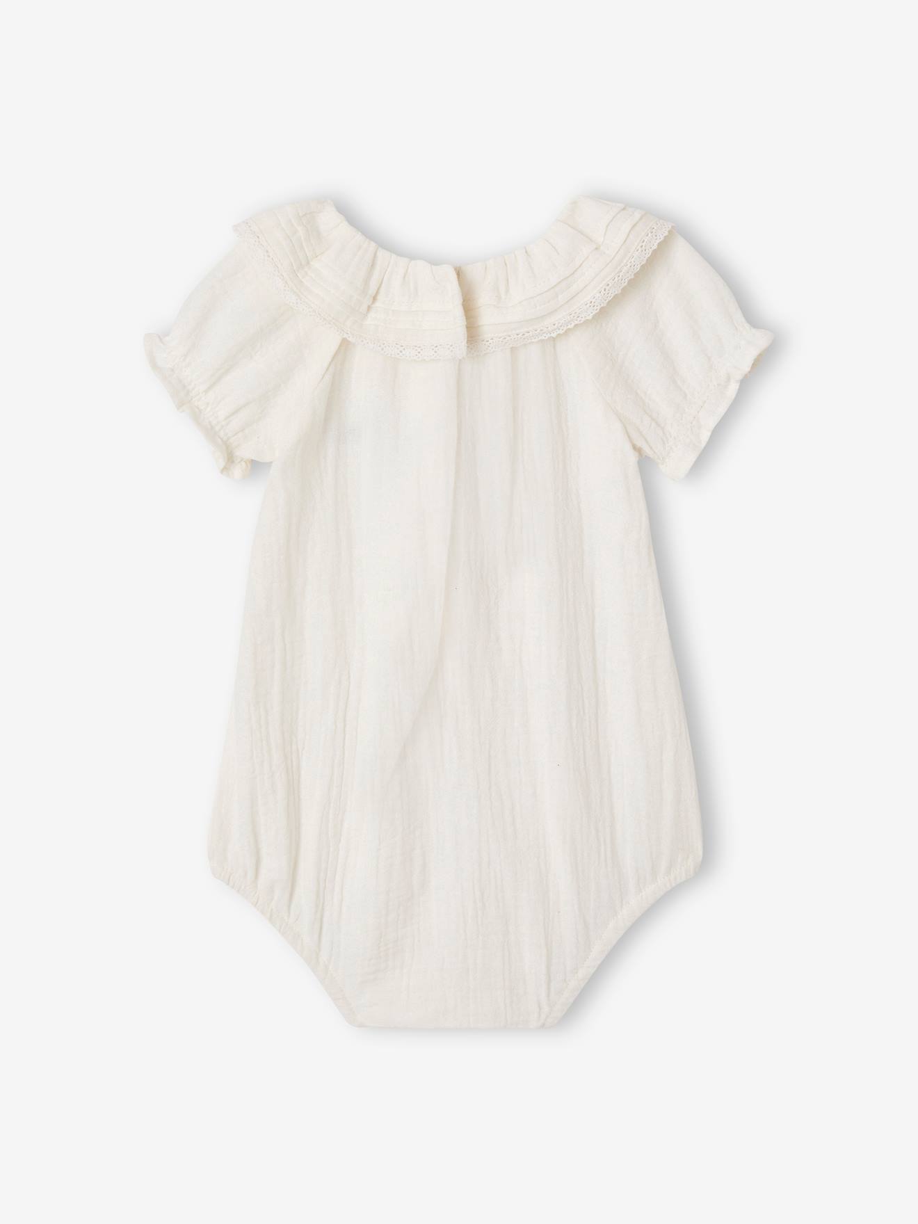 Thumbnail - Baby Body aus Musselin mit Volantkragen