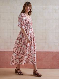 Umstandsmode-Umstandskleider-Langes Wickelkleid für Schwangerschaft und Stillzeit