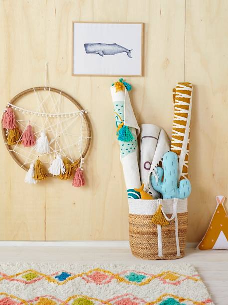 Aufbewahrungskorb aus Jute und Baumwolle - weide/rosa - 10