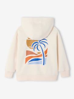 Jungenkleidung-Pullover, Strickjacken, Sweatshirts-Sweatshirts-Jungen Kapuzensweatjacke mit Print hinten und Recycling-Polyester