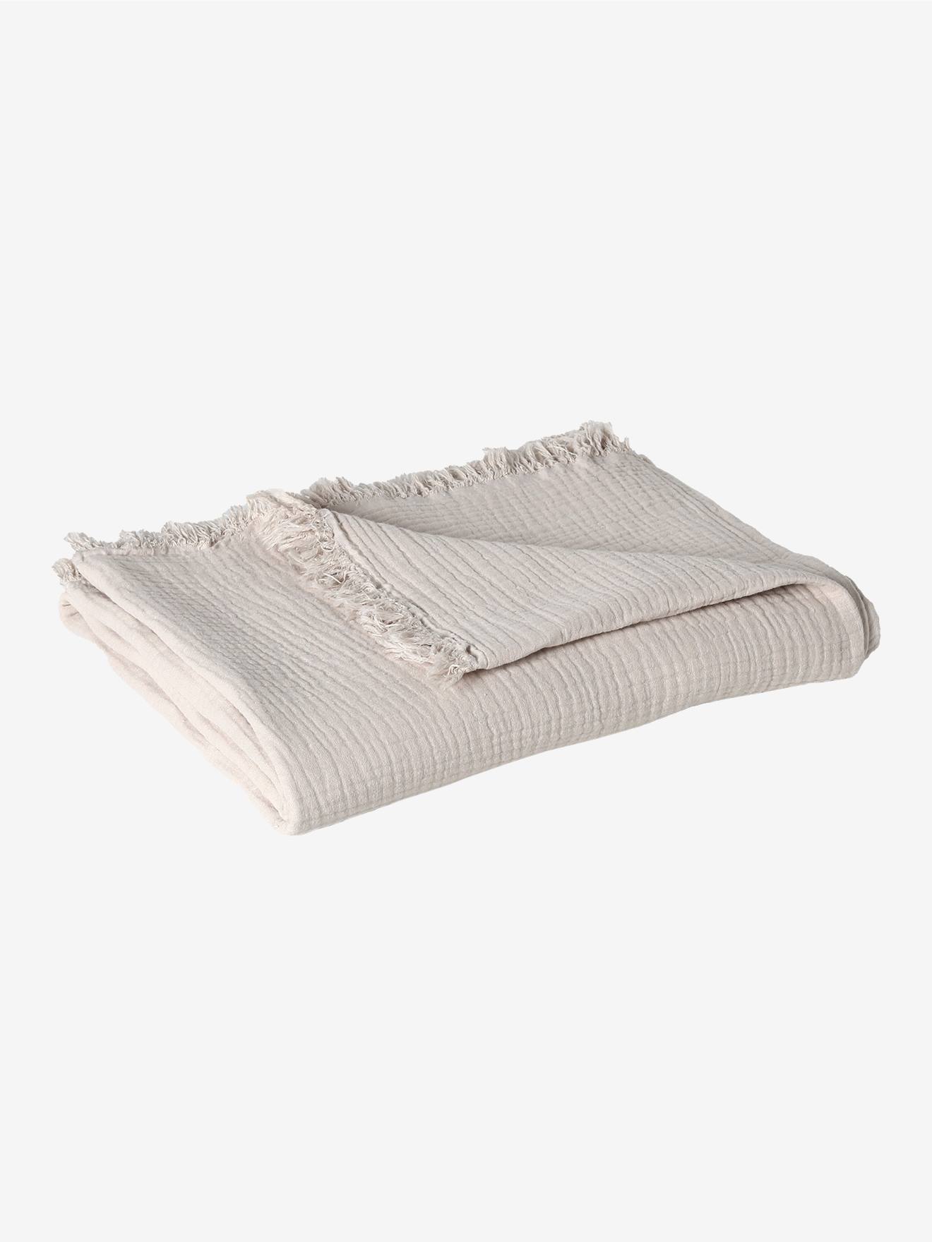Babydecke, Kinder Kuscheldecke aus Musselin, Bio-Baumwolle taupe von vertbaudet
