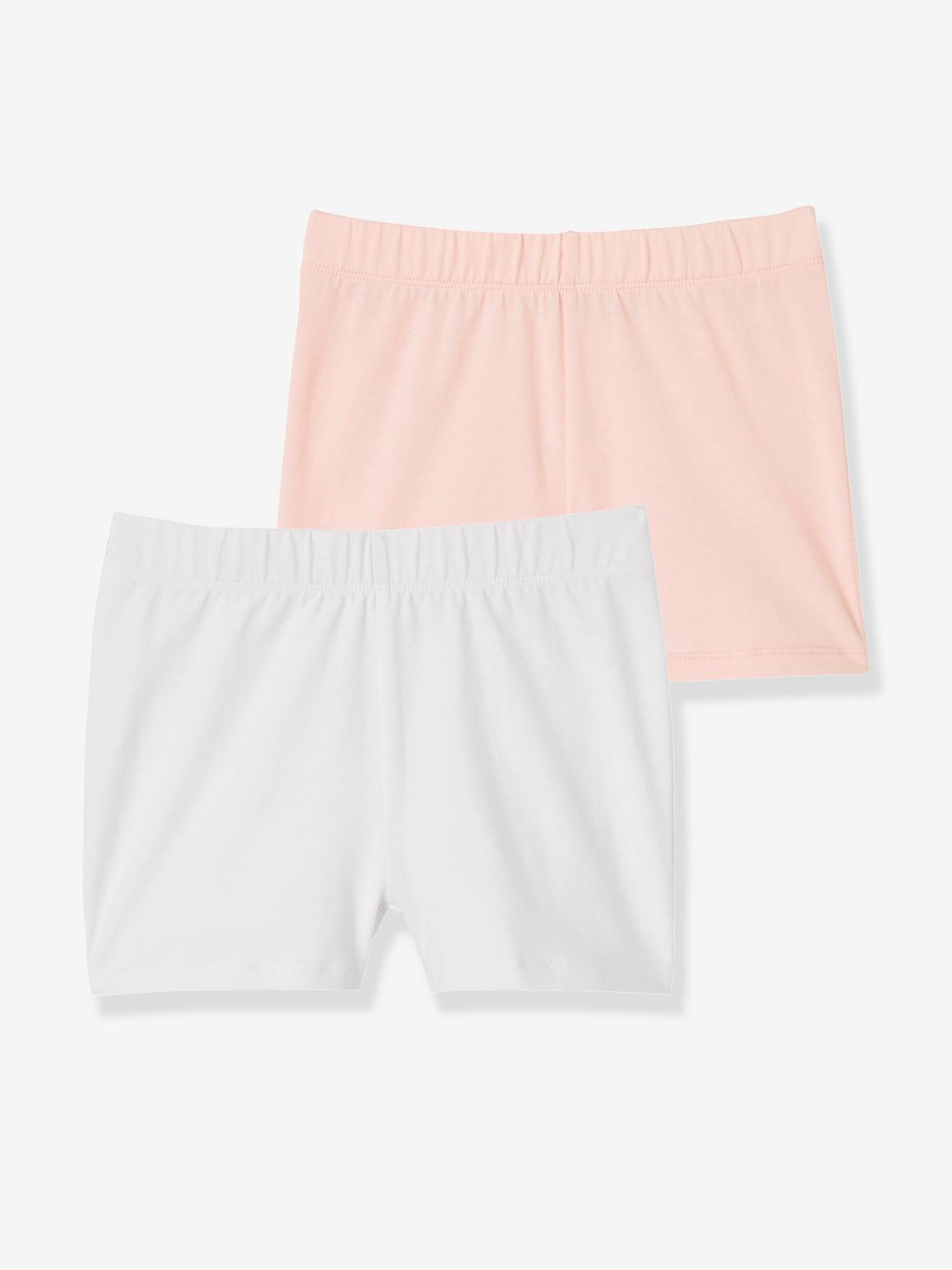 2er-Pack Mädchen Shortys weiß/rosa Gr. 110 von vertbaudet