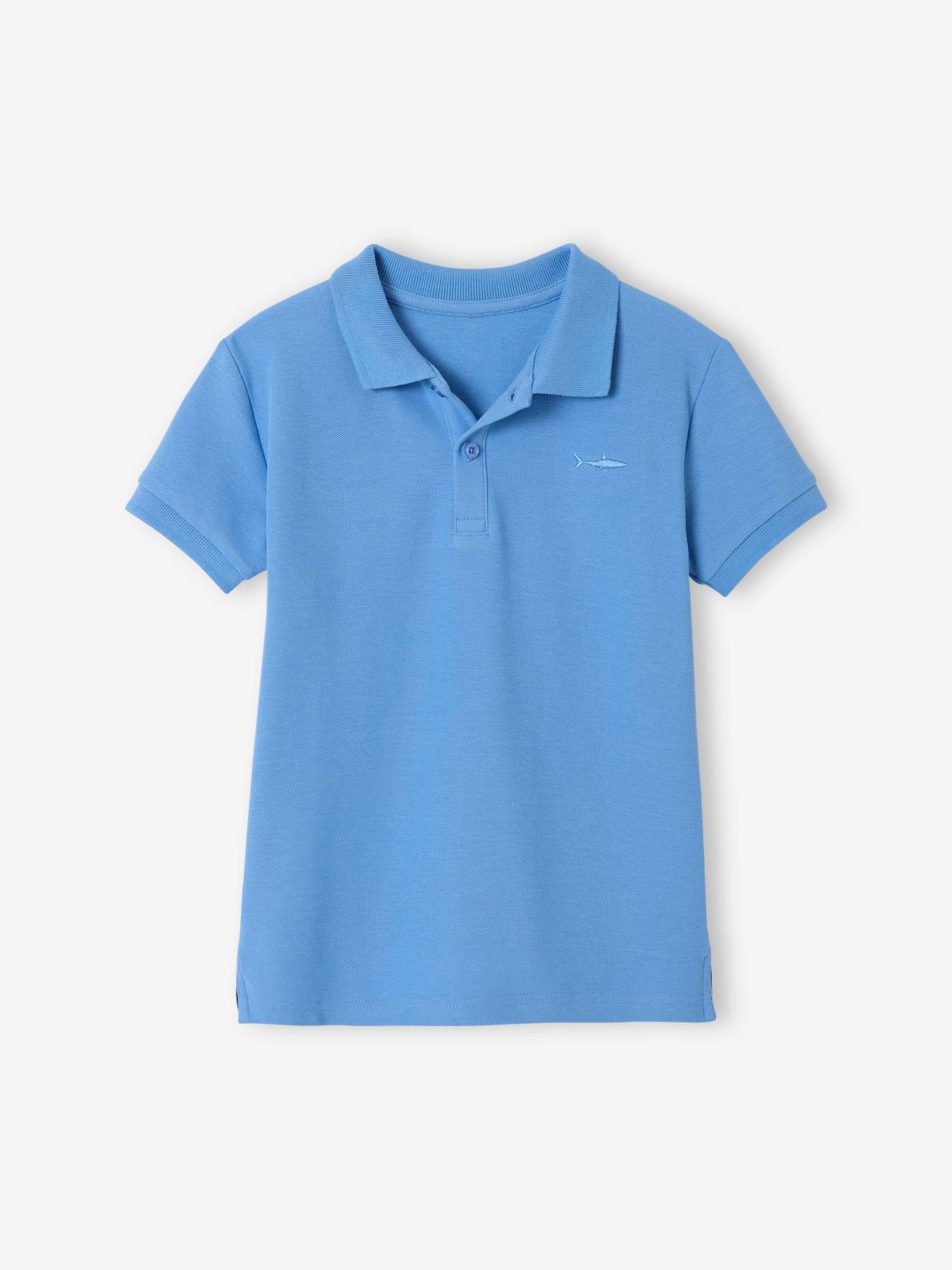 Jungen Poloshirt mit Hai-Stickerei