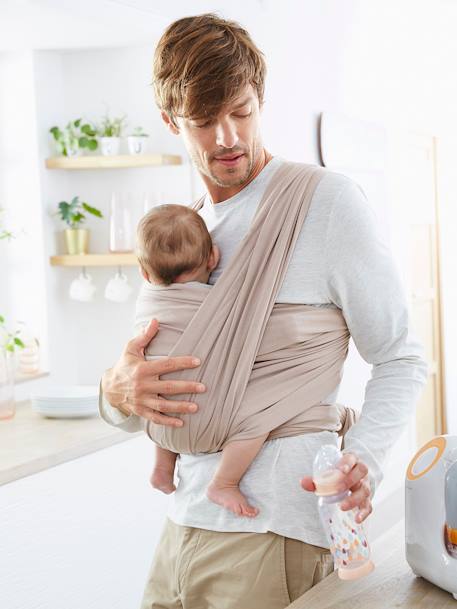 Baumwoll-Tragetuch für Babys - beige+grau meliert - 2