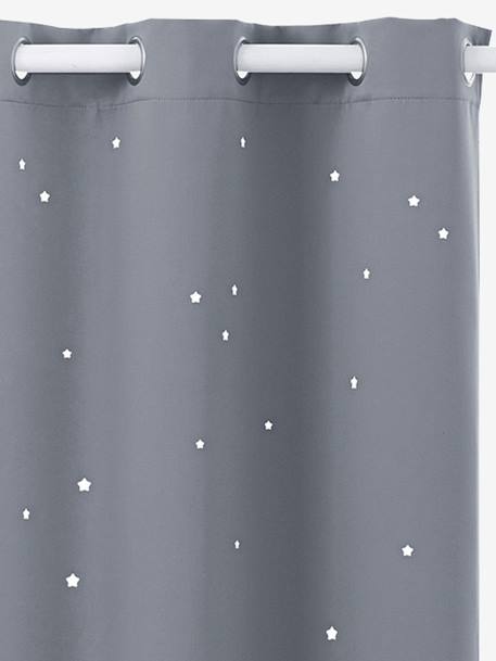 Verdunkelungsvorhang mit ausgestanzten Sternen - blau+grau+rosa - 7