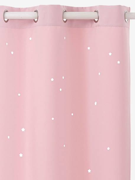 Verdunkelungsvorhang mit ausgestanzten Sternen - blau+grau+rosa - 12