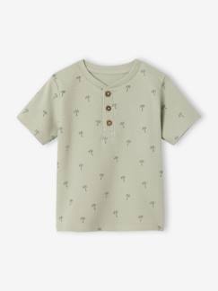 Babymode-Shirts & Rollkragenpullover-Bio-Kollektion: Baby T-Shirt aus Waffelpikee mit Palmen