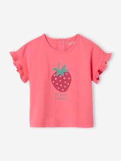 Babymode-Shirts & Rollkragenpullover-Bio-Kollektion: Baby T-Shirt mit Volantärmeln und Frucht-Motiv