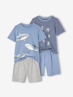 Jungenkleidung-2er-Pack Jungen Sommer-Schlafanzüge, Haie mit Recycling-Baumwolle