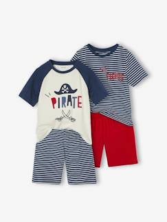 Jungenkleidung-2er-Pack Jungen Sommer-Schlafanzüge PIRAT mit Recycling-Baumwolle