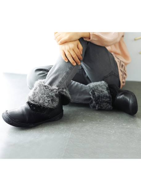 Mädchen-Boots aus Leder - hellbraun+schwarz - 16