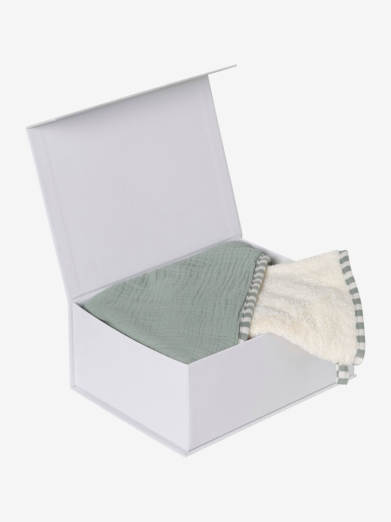 Thumbnail - Bio-Kollektion: Baby Geschenkset aus Wende-Badecape & Waschhandschuh ENVIE DE FRAISE