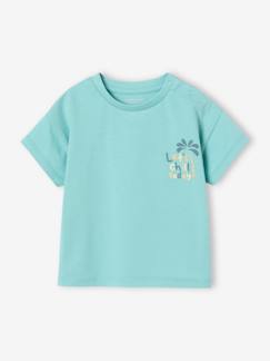 Babymode-Shirts & Rollkragenpullover-Bio-Kollektion: Baby T-Shirt mit Print hinten und Verschluss an der Schulter