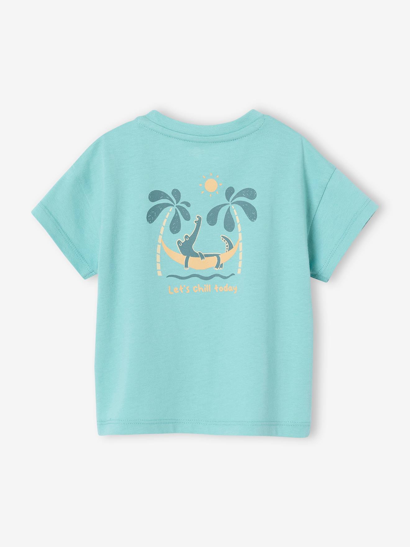 Thumbnail - Bio-Kollektion: Baby T-Shirt mit Print hinten und Verschluss an der Schulter