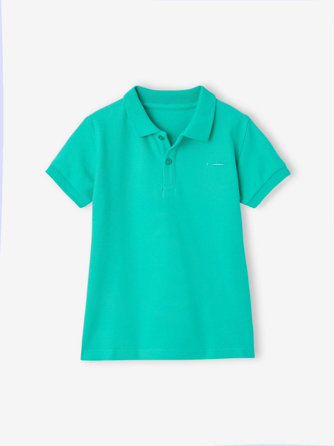 Jungen Poloshirt, kurze Ärmel smaragdgrün Gr. 98/104 von vertbaudet