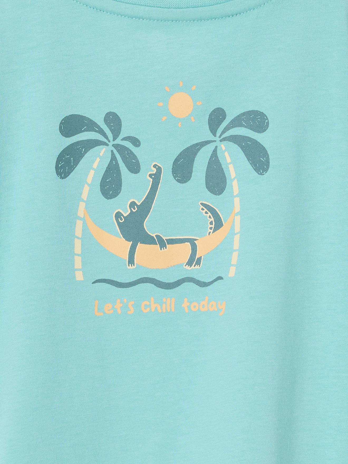 Thumbnail - Bio-Kollektion: Baby T-Shirt mit Print hinten und Verschluss an der Schulter