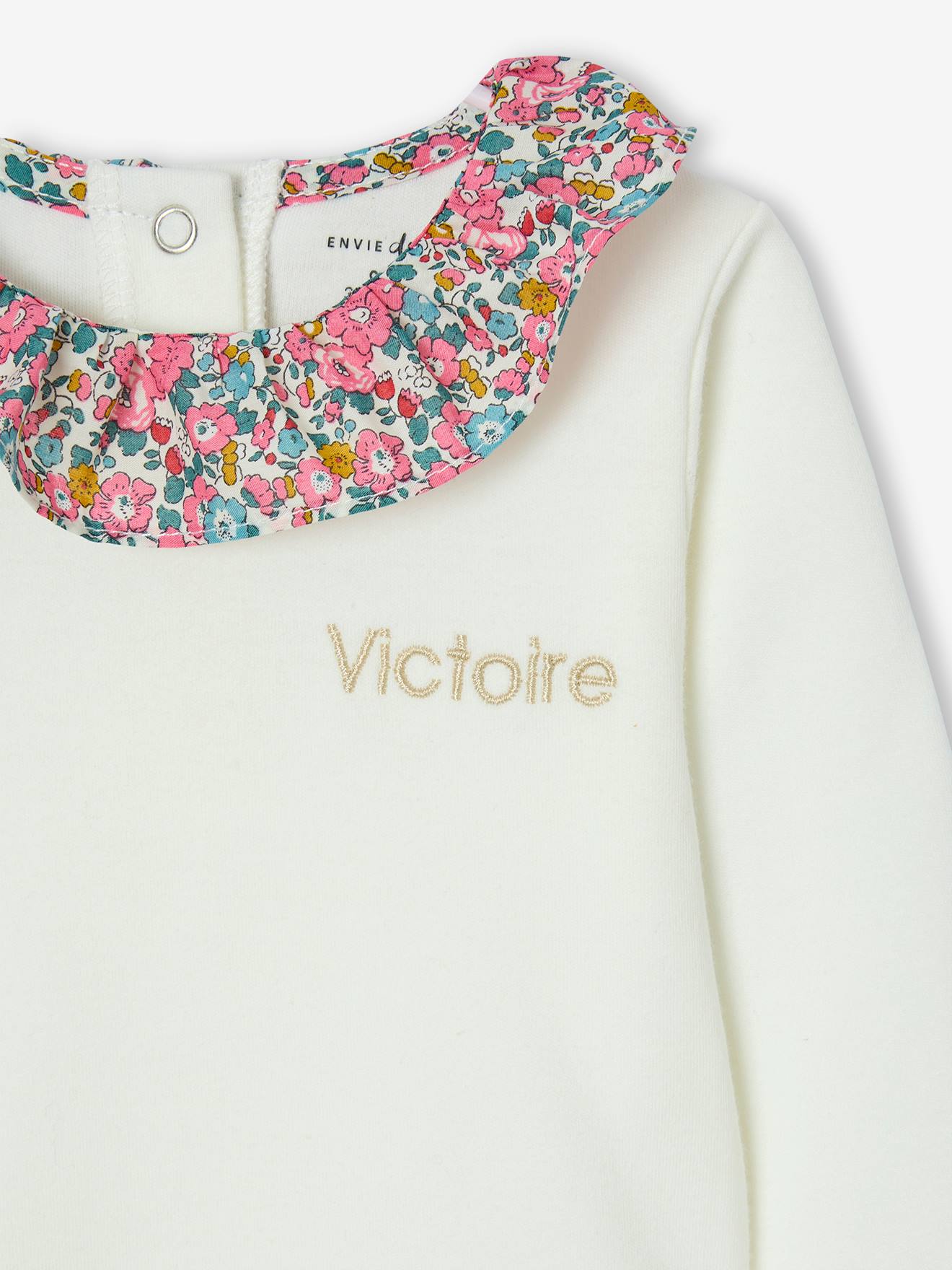 Thumbnail - Bio-Kollektion: Mitwachsender Baby Body mit Liberty-Kragen ENVIE DE FRAISE