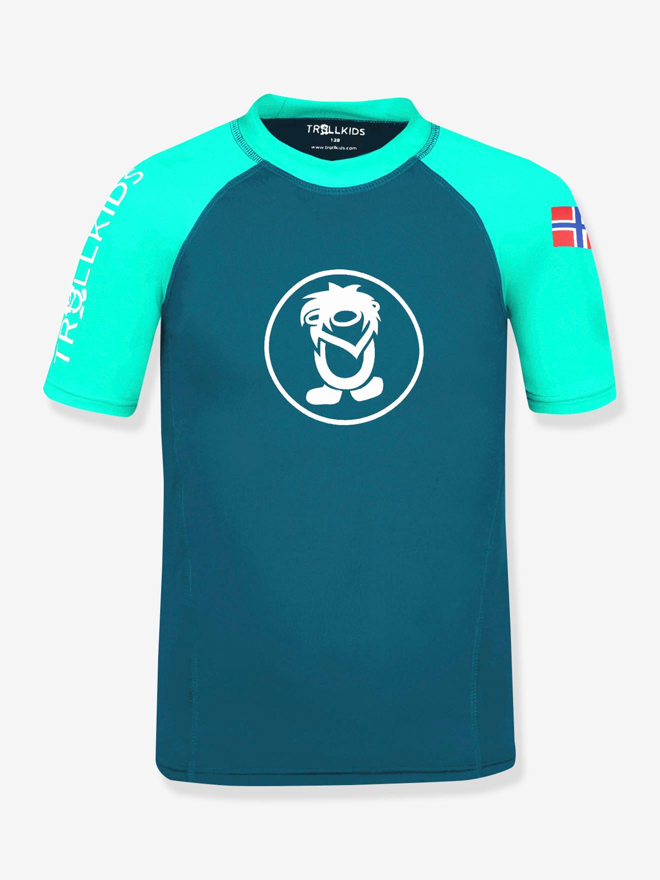 Kinder UV-Badeshirt mit 3/4-Raglanärmel KVALVIKA TROLLKIDS petrol Gr. 128