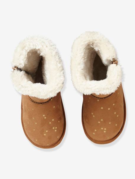 Winterstiefel für Mädchen - beige glanzeffekt+hellbraun bedruckt+schwarz+zartrosa bedruckt - 9