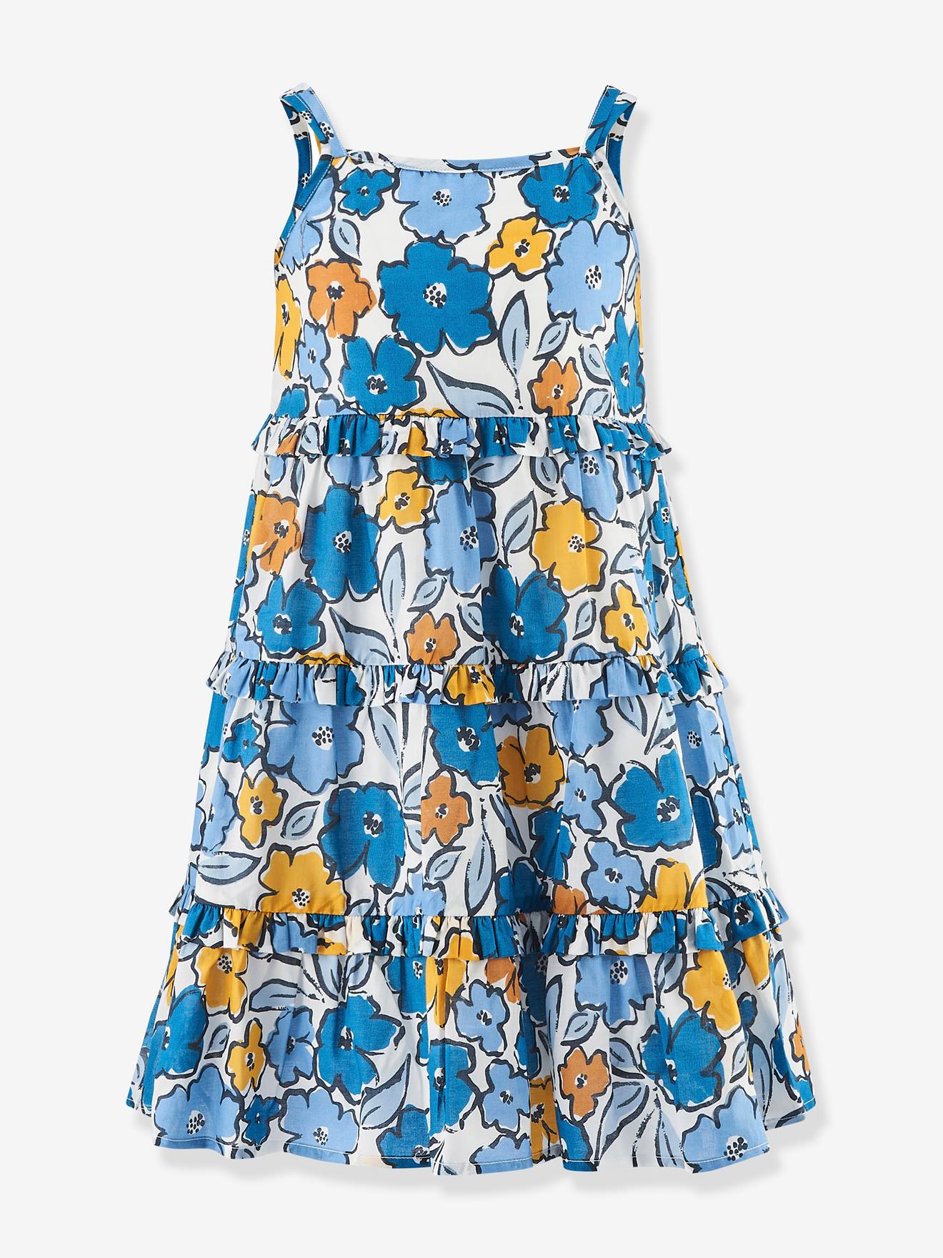 Mädchen Stufenkleid mit schmalen Trägern Happy Girls jeansblau Gr. 140