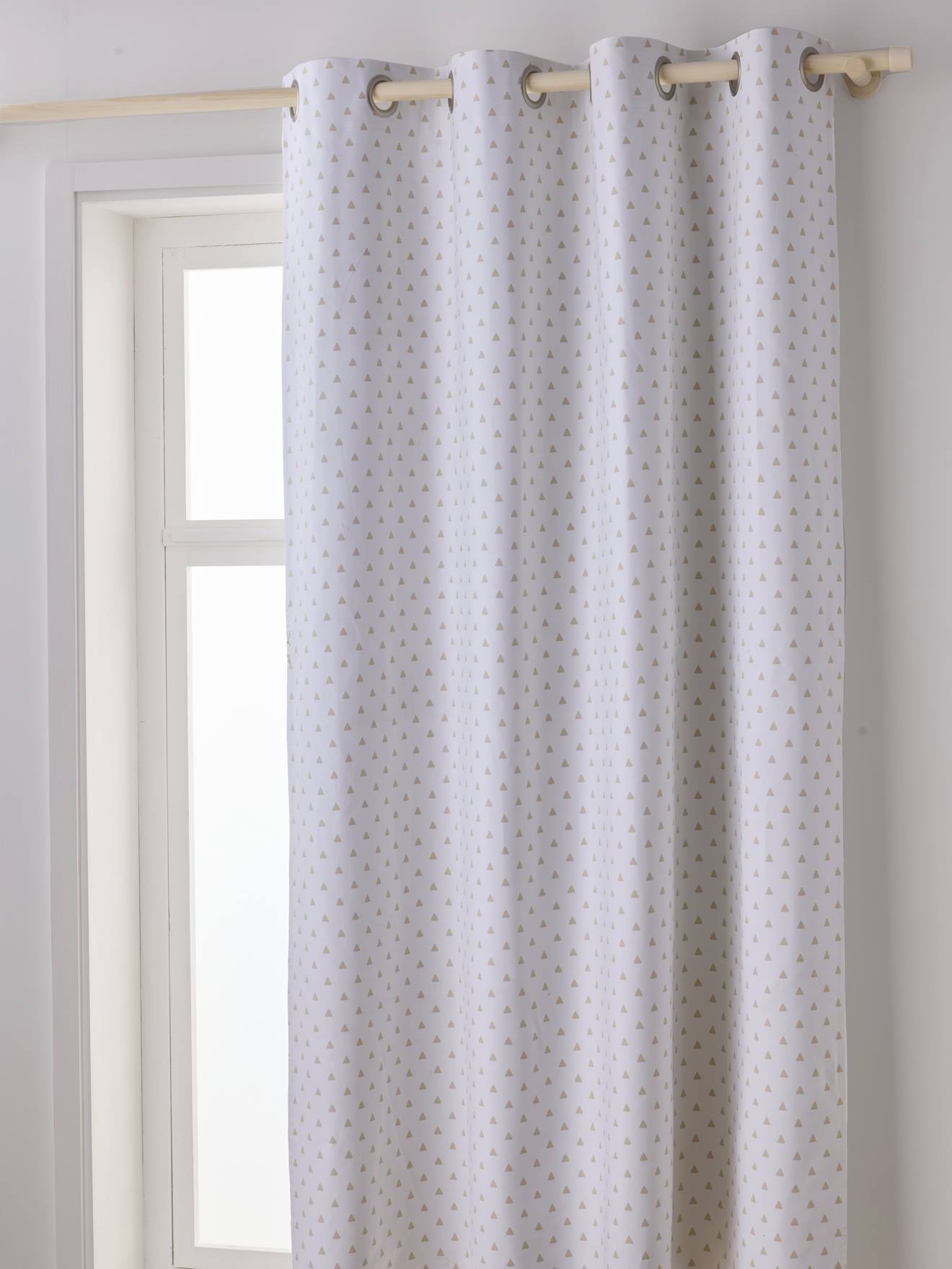 Vertbaudet Kinderzimmer Verdunkelungsvorhang Wollweiß/Dreiecke 135X180