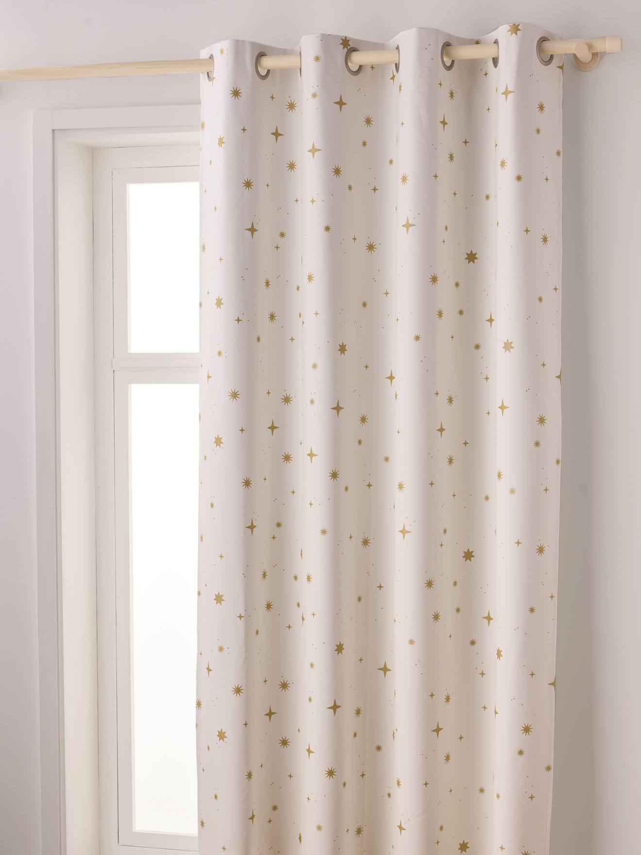 Kinderzimmer Vorhang, blickdicht weiß sterne Gr. 135x260 von vertbaudet