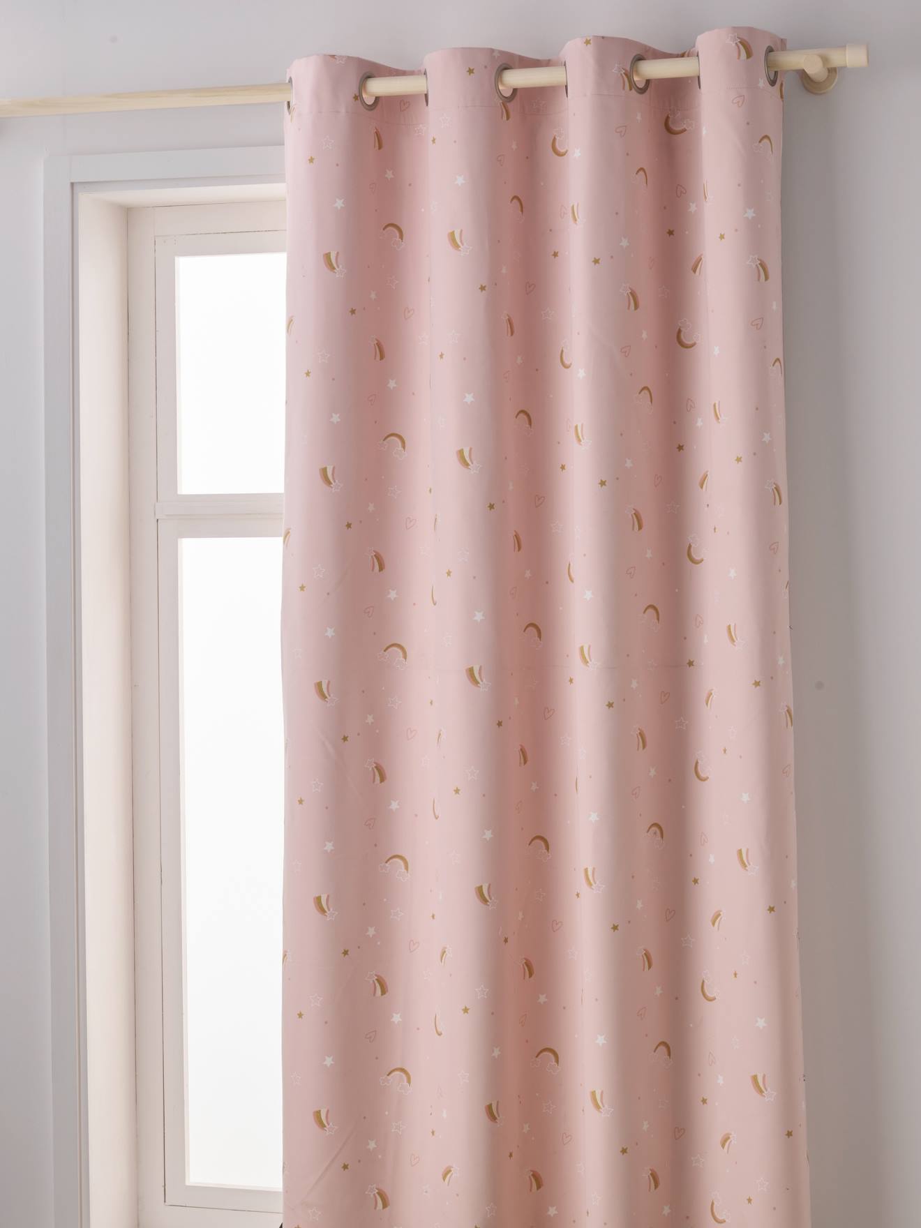 Vertbaudet Kinderzimmer Verdunkelungsvorhang Regenbogen Rosa 135X180