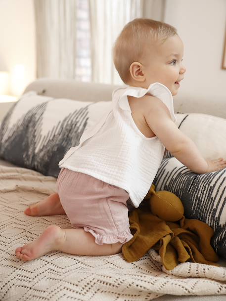 Mädchen Baby Bluse mit kurzen Volantärmeln wollweiß 5