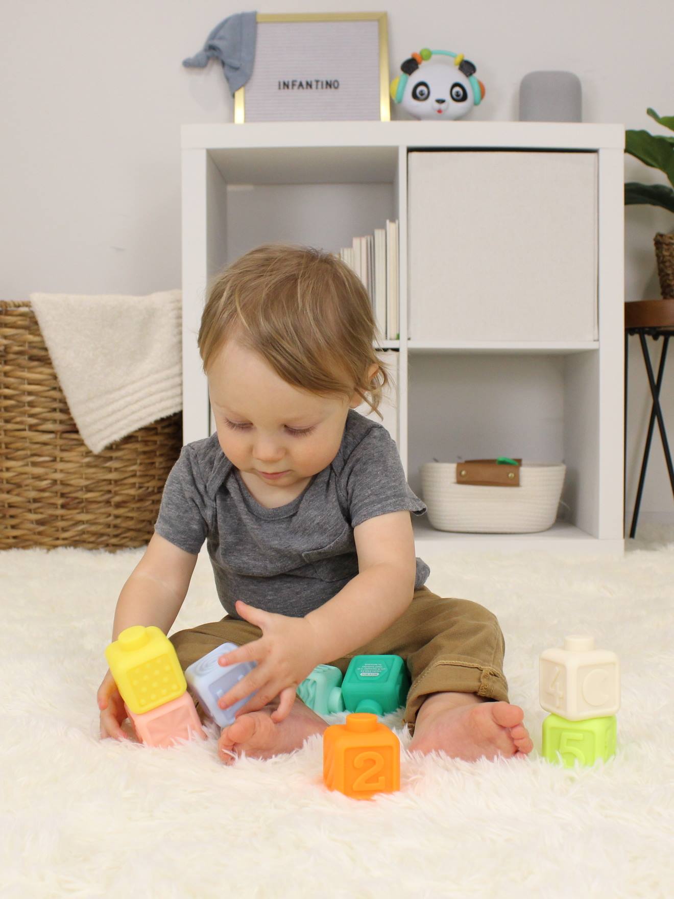 Infantino 8Er-Set Weiche Baby Stapelwürfel Mehrfarbig Einheitsgröße